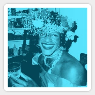 Marsha P Johnson - Queen of the Village (teals) Sticker